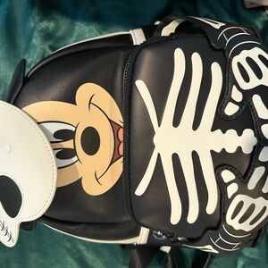 Loungefly Black and White Skeleton Mickey Backpack